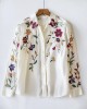 Floral Embroidery Women's Long Sleeve Shirt Floral Embroidery Women's Long Sleeve Shirt