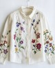 Forest Flower Embroidery Women's Long Sleeve Shirt