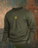 Men's Ukraine Trident Embroidered Crew Neck Casual Sweatshirt Men's Ukraine Trident Embroidered Crew Neck Casual Sweatshirt
