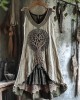 Tribal Tree Of Life Lace Patchwork Art Linen Tank Dress
