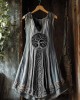 Tribal Viking Colorful Gradient Tree Of Life Lace Art Linen Tank Dress