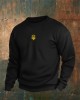 Men's Ukraine Trident Embroidered Crew Neck Casual Sweatshirt Men's Ukraine Trident Embroidered Crew Neck Casual Sweatshirt