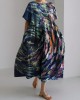 Colorful Fish Oil Painting Linen Blend Maxi Dress Colorful Fish Oil Painting Linen Blend Maxi Dress