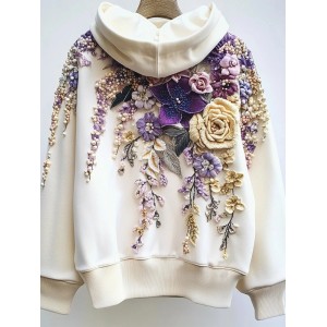 Women's Flowers Embroidery Art Cozy Hoodie