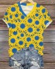 Women's Stand With Ukraine Sunflower V-neck T-shirt Women's Stand With Ukraine Sunflower V-neck T-shirt