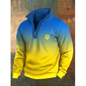 Men's Ukraine Trident Gradient Print Zip Sweatshirt