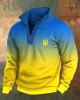 Men's Ukraine Trident Gradient Print Zip Sweatshirt