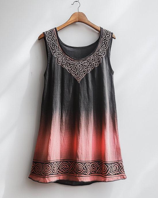 Women's Viking Celtic Knot Pattern Art Linen Sleeveless Top