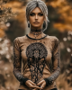 Vintage Viking Mystery Pattern Print Long Sleeve T-shirt