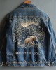 Respect The Locals Bear Landscape Embroidered Denim Jacket