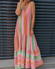 Vintage Geometric Color Block Bohemian Patchwork Sleeveless Colorful Dress Vintage Geometric Color Block Bohemian Patchwork Sleeveless Colorful Dress
