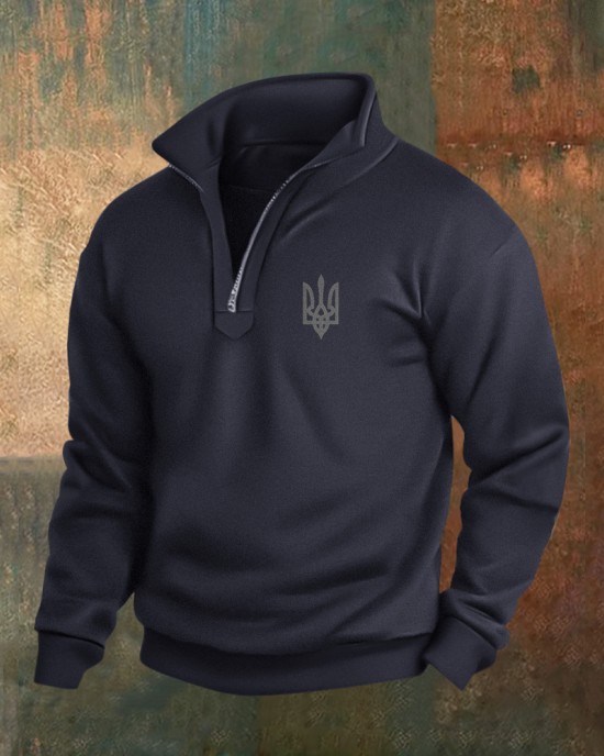 Men's Ukraine Trident Print Zip Sweatshirt Men's Ukraine Trident Print Zip Sweatshirt