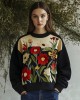 Vibrant Floral Embroidery Women's Crew Neck Sweatshirt Vibrant Floral Embroidery Women's Crew Neck Sweatshirt
