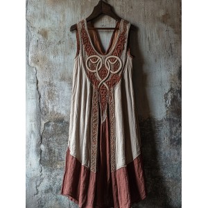 Tribal Celtic Knot Lace Art Linen Tank Dress