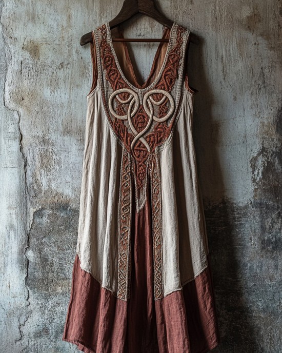 Tribal Celtic Knot Lace Art Linen Tank Dress