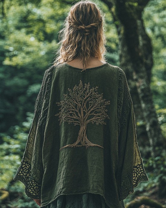 Women's Celtic Mythical Tree Of Life Lace Pattern T-shirt