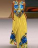 Ukraine Classy Floral Embroidered Flowy Maxi Dress