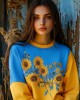 Sunflowers Embroidered Ukraine Contrast Color Sweatshirt Sunflowers Embroidered Ukraine Contrast Color Sweatshirt