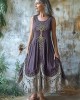 Women's Vintage Tribal Tree Of Life Patchwork Linen Blend Midi Dress Women's Vintage Tribal Tree Of Life Patchwork Linen Blend Midi Dress