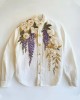 Women's Floral Embroidered Art Linen Blend Shirt Women's Floral Embroidered Art Linen Blend Shirt