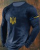 Men's Ukrainian Flag Print Long Sleeve T-shirt