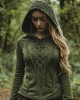 Women's Viking Jacquard Celtic Knot Art Hooded Women's Viking Jacquard Celtic Knot Art Hooded