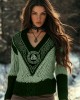 Women's Viking Style Knitted Jacquard V-neck Sweater