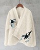 Ocean Whales Embroidery Art Fleece Kimono Cardigan