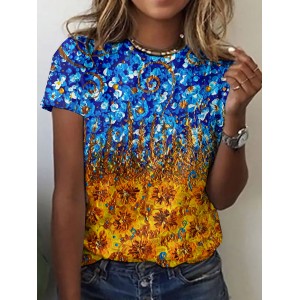 Ukraine Inspired Sunflower Casual Short Sleeve T Shirt