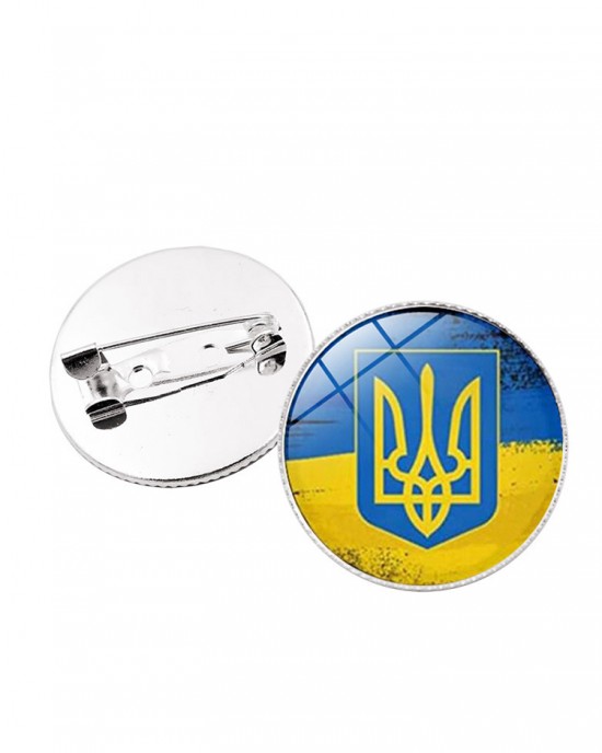 Ukrainian Flag Time Gem Brooch