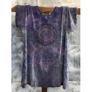 Women's Hippie Print V-neck T-shirt