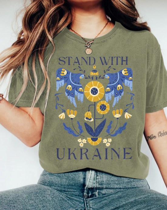Retro Stand With Ukraine Pattern Casual T Shirt Retro Stand With Ukraine Pattern Casual T Shirt