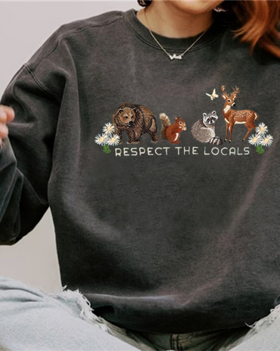 Respect The Locals National Park Embroidered Vintage Washed Sweatshirt