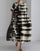 Women's Zebra Style Abstract Art Print Linen Blend Dress Women's Zebra Style Abstract Art Print Linen Blend Dress