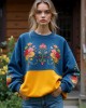 Ukraine Floral Embroidered Crew Neck Sweatshirt