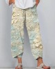 Boho Lace Floral Embroidered Linen Blend Pants