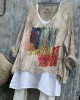 Colorful Patch Japanese Sashiko Art Linen Blend Tunic Colorful Patch Japanese Sashiko Art Linen Blend Tunic