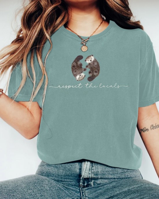 Respect The Locals Forest Water Otters Embroidered Comfy T Shirt Respect The Locals Forest Water Otters Embroidered Comfy T Shirt