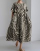 Women's Abstract Art Striped Print Vintage Linen Blend Dress Women's Abstract Art Striped Print Vintage Linen Blend Dress