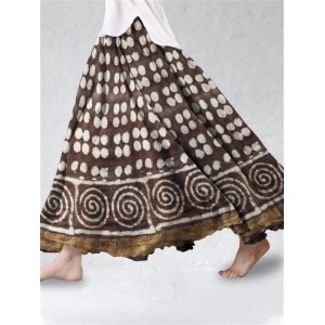 Indigo Earthy Ethnic Block Print Flowy Wide Skirt