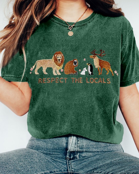 Respect The Locals Embroidered Vintage Cozy T Shirt Respect The Locals Embroidered Vintage Cozy T Shirt