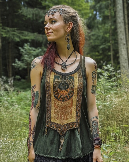 Celtic Tribal Totem Women's Linen Tank Celtic Tribal Totem Women's Linen Tank