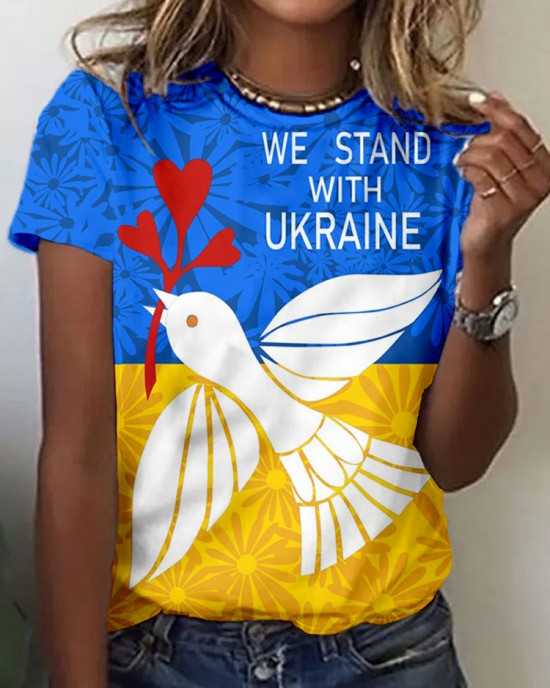 We Stand With Ukraine Stop Ukr War Print Comfy T Shirt