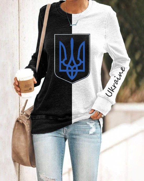Women's Stand With Ukraine Crew Neck Sweatshirt Women's Stand With Ukraine Crew Neck Sweatshirt