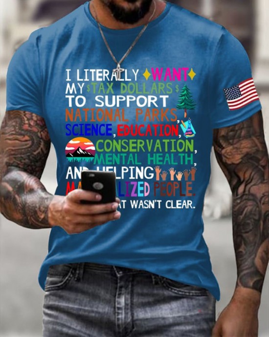 Men's Support National Parks Printed Round Neck T-shirt Men's Support National Parks Printed Round Neck T-shirt