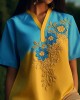 Ukrainian Ethnic Floral Embroidery Gradient Linen Women's Shirt Ukrainian Ethnic Floral Embroidery Gradient Linen Women's Shirt