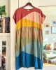 Colorful Earthy Landscape Patchwork Linen Dress Colorful Earthy Landscape Patchwork Linen Dress