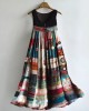 Boho Colorful Textile Flowy Linen Blend Tank Dress Boho Colorful Textile Flowy Linen Blend Tank Dress