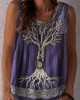 Tree Of Life Lace Embroidered Women's Linen Tank Top Tree Of Life Lace Embroidered Women's Linen Tank Top