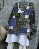 Japanese Sashiko Art Stitched Linen Blend Tunic Japanese Sashiko Art Stitched Linen Blend Tunic